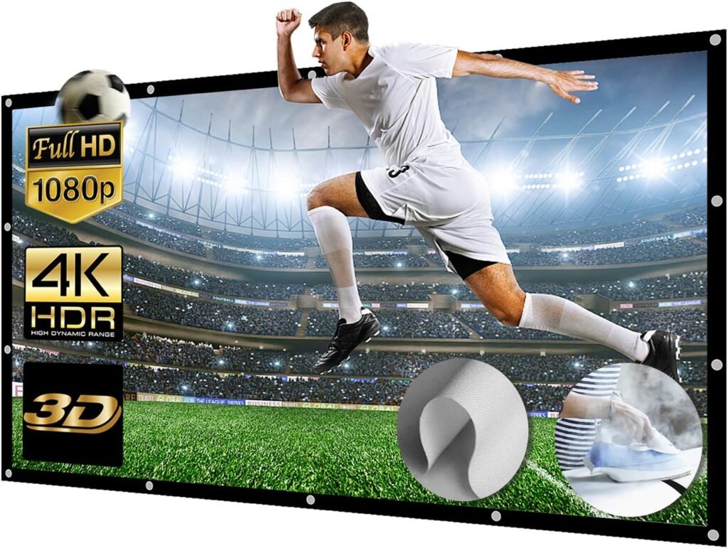 Groot projectiescherm 100 inch 16:9 voor thuisbioscoop, wandmontage, geschikt voor 4K en 3D