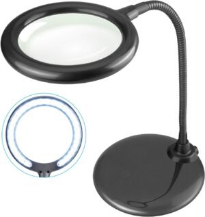 Vergrootlamp met verlichting en standaard voor lezen, hobby, werken en naaien