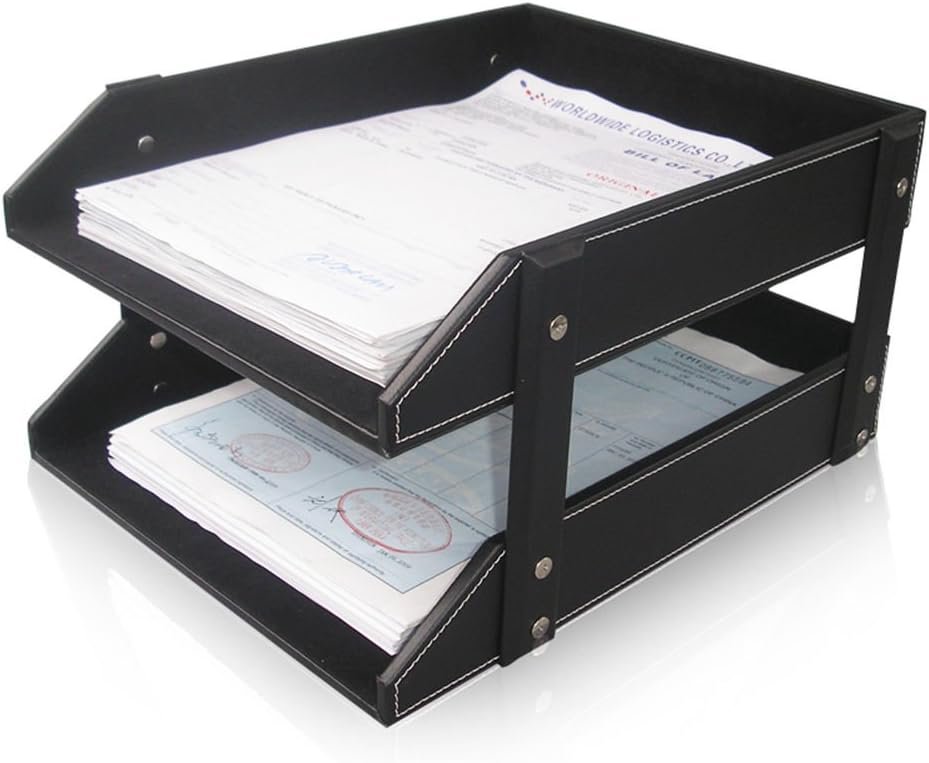 Leren A4 brievenbakje met lades voor bureauorganisatie