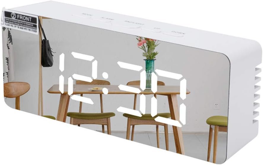 LED spiegelklok met digitale wekker, temperatuurweergave en instelbare helderheid