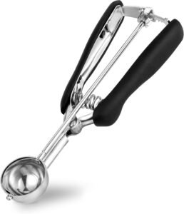 IJslepel 35 mm – RVS Cookie Scoop met Snelontgrendeling – Eetlepel met Goede Grip – Voor Koekjes en Meloenbollen