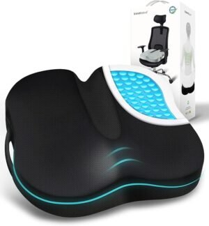 Ergonomisch Zitkussen van Gel Traagschuim - Zitpad met Antislipbasis voor Langdurig Zitcomfort - Bureaustoel, Autostoel & Gamingstoel - Zwart