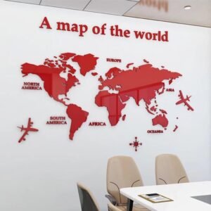 Wereldkaart Muurdecoratie Groot Formaat – Gedetailleerde Wereldkaart – Educatieve Wanddecoratie – 180 x 100 cm
