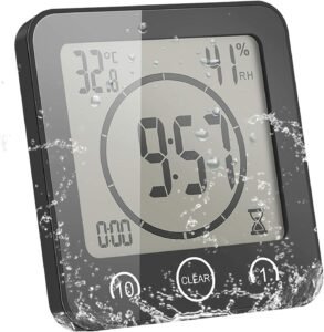 Douchetimer met Temperatuurweergave – Waterdichte Badkamerklok – Countdownfunctie – Luchtvochtigheidsweergave – Energiebesparend Ontwerp
