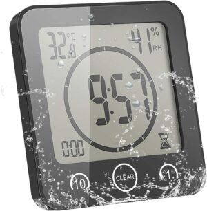 Waterdichte douchetimer met temperatuur- en luchtvochtigheidsweergave voor de badkamer met countdownfunctie