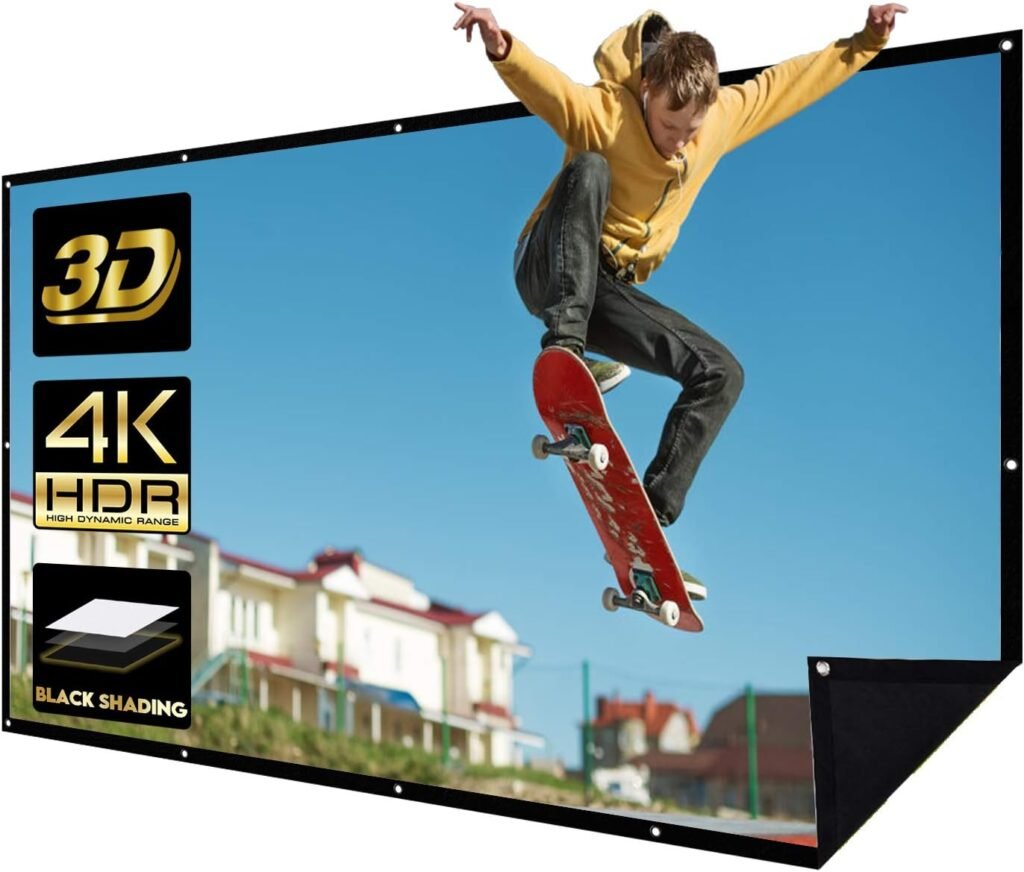 Draagbaar 120 inch projectiescherm 16:9 voor HD en 4K met zwarte achterkant en brede kijkhoek