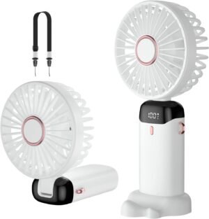 Draagbare handventilator oplaadbaar met geïntegreerde standaard en opvouwbaar design