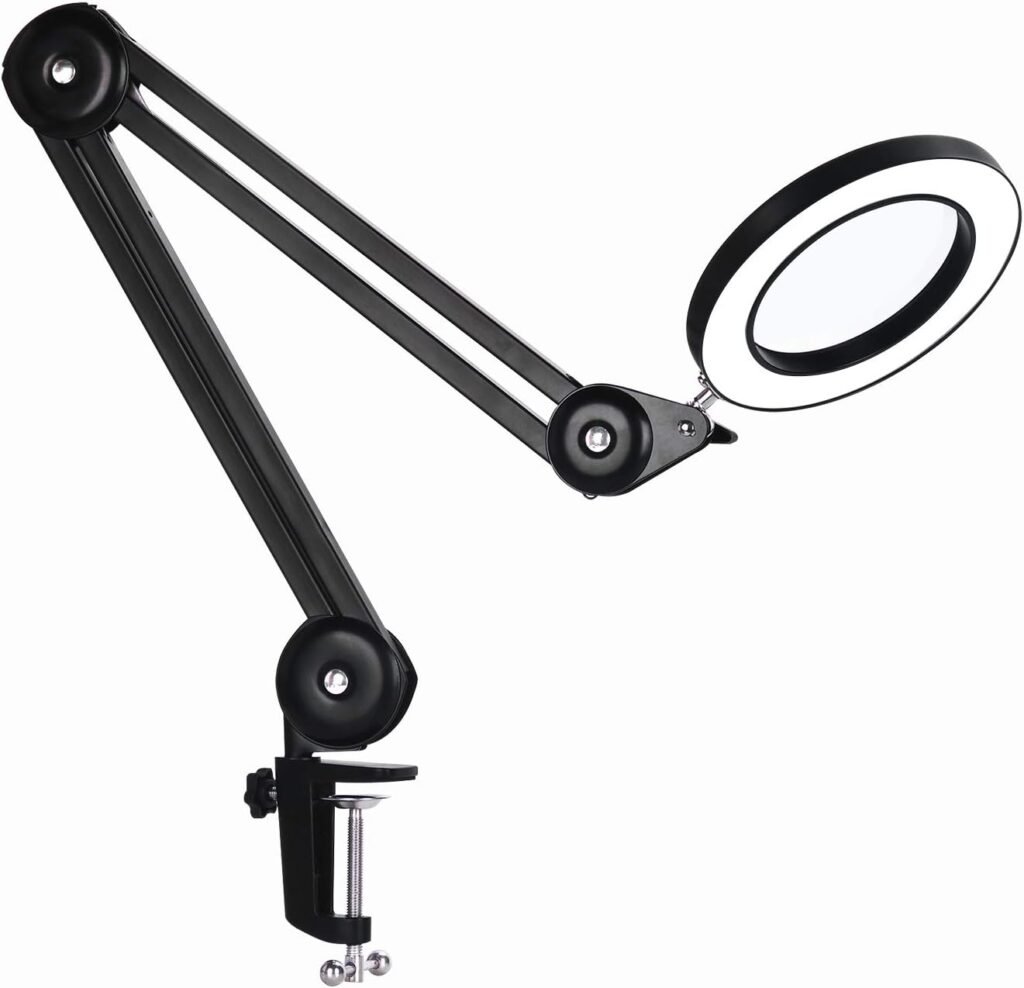 LED vergrootlamp met loep, 2x vergroting en 3 dioptrie, 10W, zwart