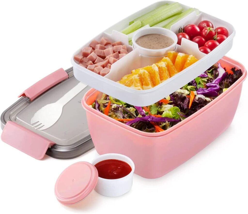 Lunchbox voor volwassenen met meerdere compartimenten, BPA-vrij materiaal, magnetron- en vaatwasmachinebestendig