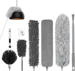 Microvezelstofmop Set – Vensterreinigingsborstel – Uitschuifbare Telescoopstang – Schoonmaakgereedschap voor Vloer en Ramen