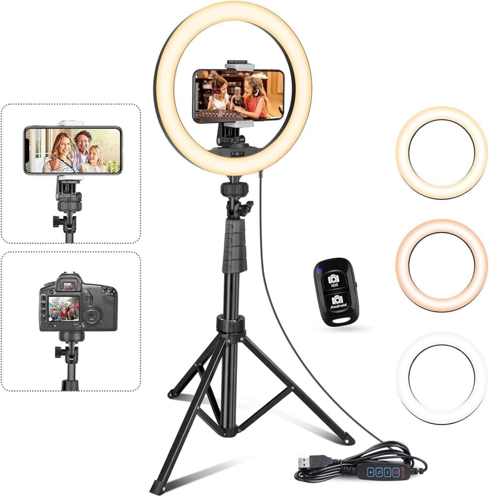 Ringlamp 10 inch met statief en Bluetooth afstandsbediening