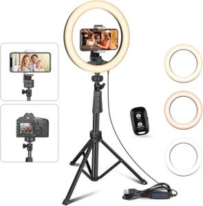 Ringlamp 10 inch met Statief – Selfie Ring Light met Bluetooth Afstandsbediening – Verstelbare Helderheid en Kleurtemperatuur – Touch Control