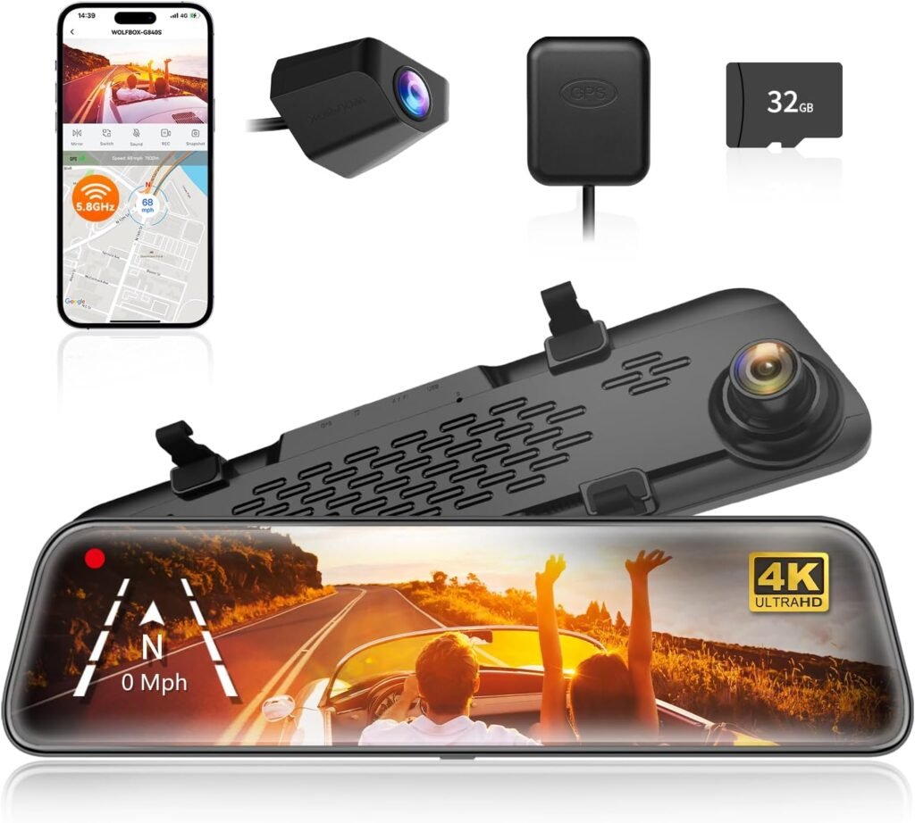 12 inch achteruitkijkspiegelcamera met touchscreen en dual lens