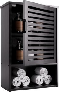 Wandkastje – Verstelbare Planken en 1 Deur – Hangend Badkamerkastje – Bamboe – 40,01 x 59,99 x 19,99 cm
