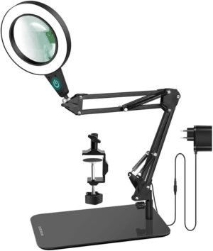 Vergrootglas bureaulamp met LED verlichting en verstelbare arm