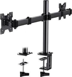 Dubbele monitorarm voor 2 schermen tot 32 inch, verstelbare schermhouder voor bureau montage