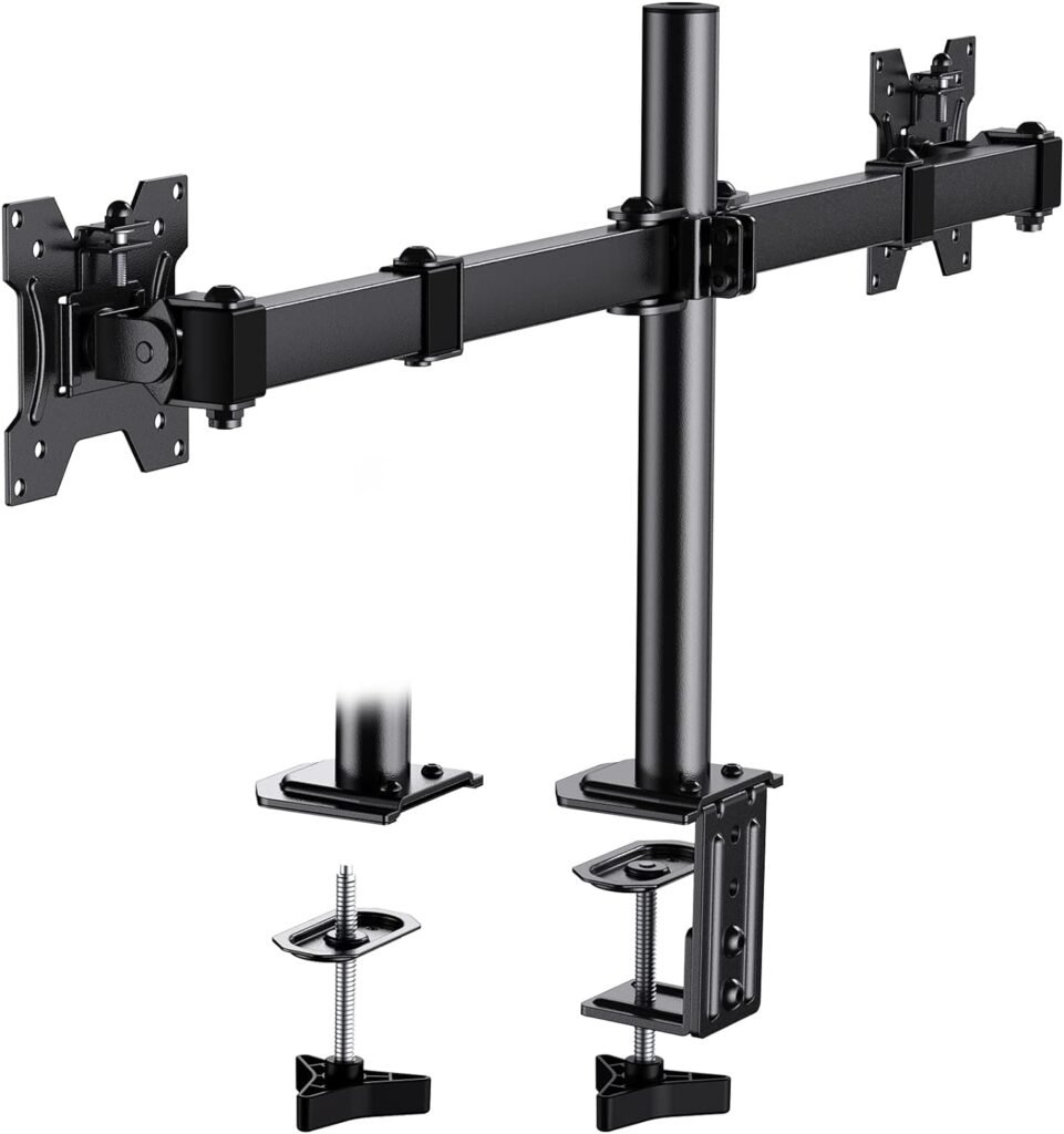 Dubbele monitorarm voor 2 schermen tot 32 inch, verstelbare schermhouder voor bureau montage