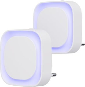 Nachtlamp met Schemersensor Set van 2 – Automatische Aan-Uit – 3 Helderheidsniveaus – Voor Kinderkamer, Slaapkamer en Trappenhuis – Blauw