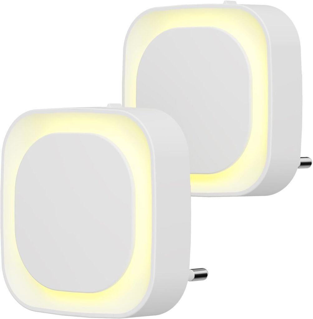 Nachtlamp met schemersensor set van 2, goudgeel, automatische aan-uit