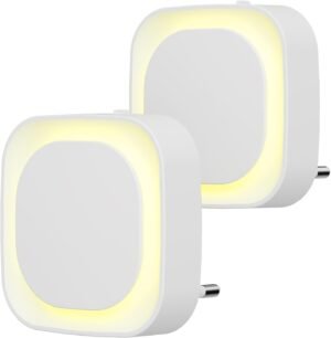 Nachtlamp met schemersensor set van 2, goudgeel, automatische aan-uit
