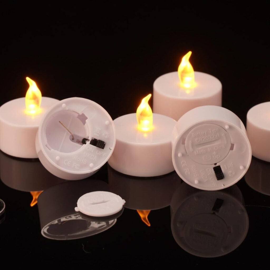 Set van 50 LED waxinelichtjes met flikkerend geel licht voor decoratieve sfeerverlichting