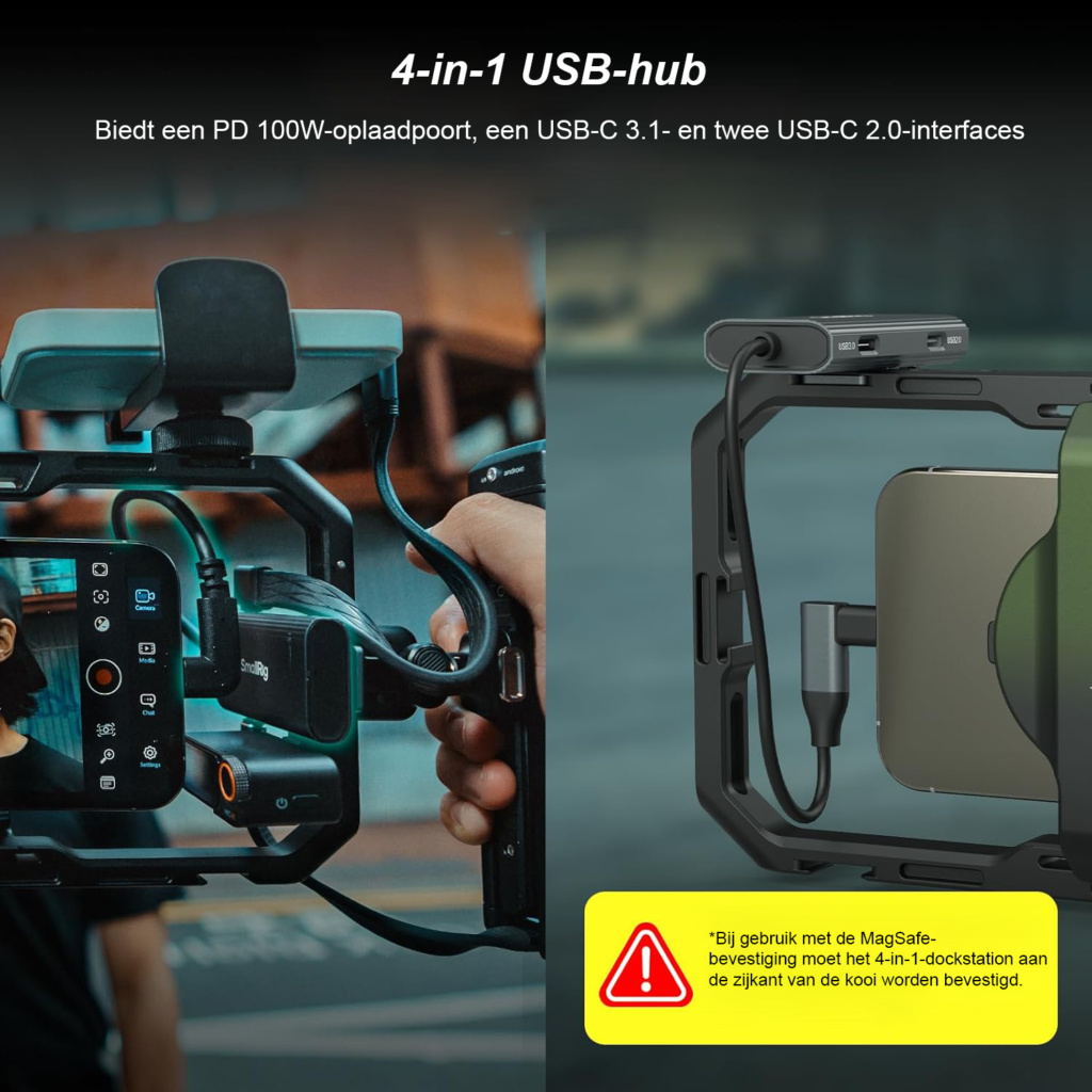 Universele aluminium video rig voor smartphone met quick release systeem en 67mm VND-filter voor iPhone, Samsung en Pixel