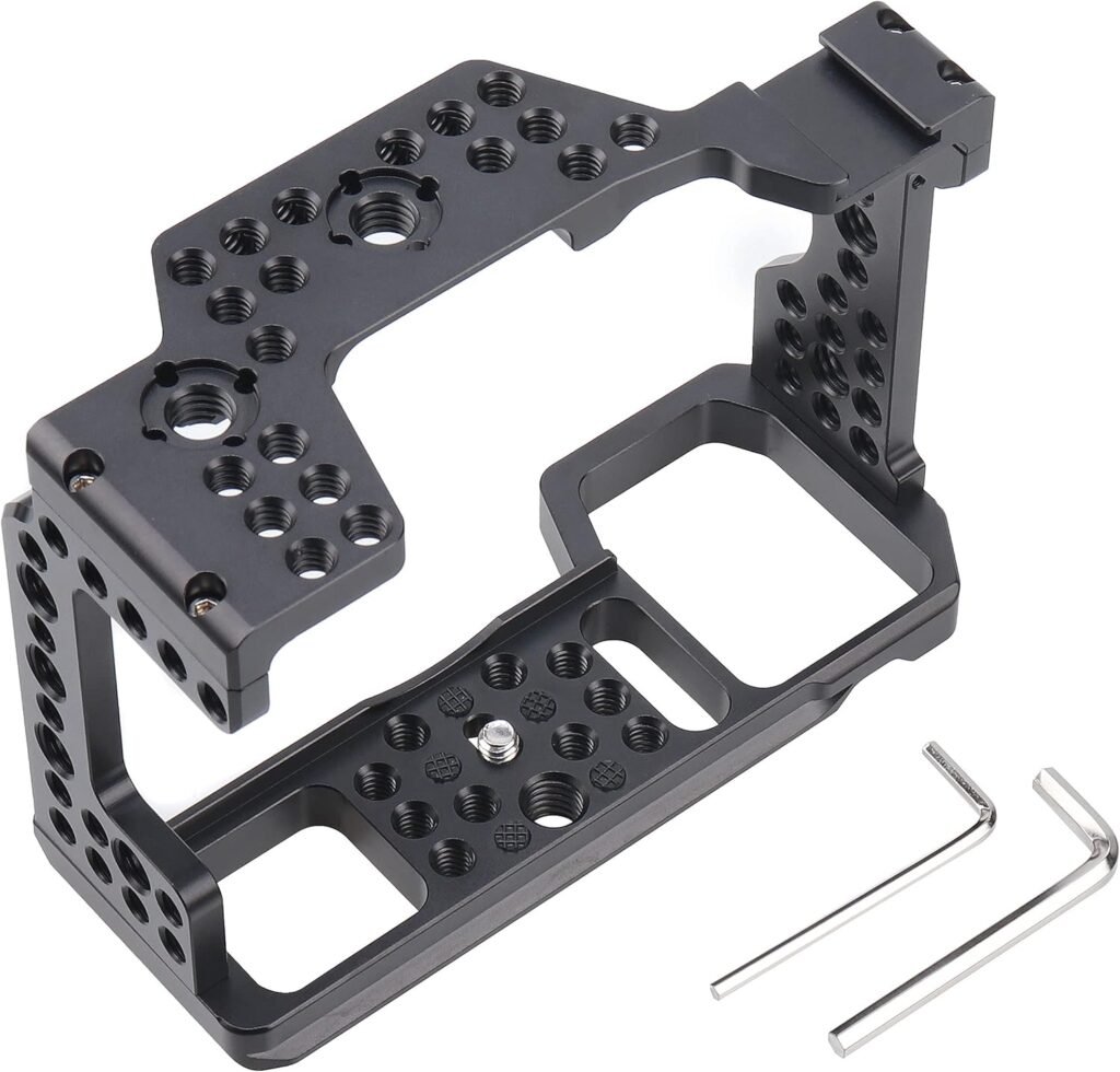 Camera Cage met Top Handle - Aluminium Camera Rig voor Sony A7III, A7RIII, A9 en A7II - Voor Vlogging en Video-opnames - 1/4" en 3/8" Schroefgaten