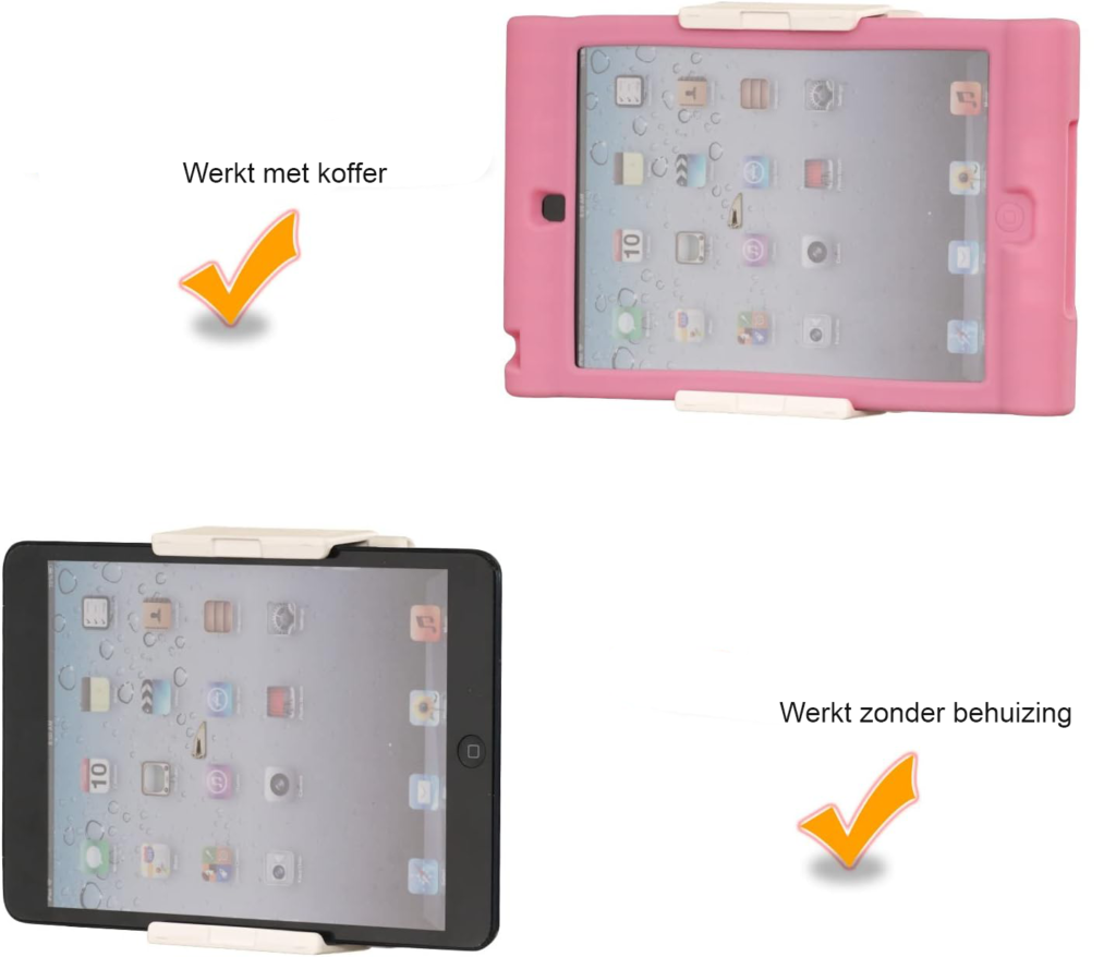 Universele witte tablet muurbeugel met zelfklevende wandhouder voor tablets en smartphones