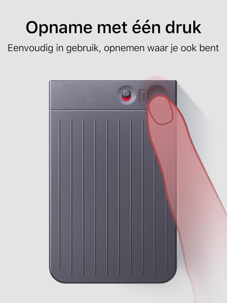 Digitale AI voice recorder 64GB met transcriptie, samenvatting, noise cancelling en 30 uur opnametijd