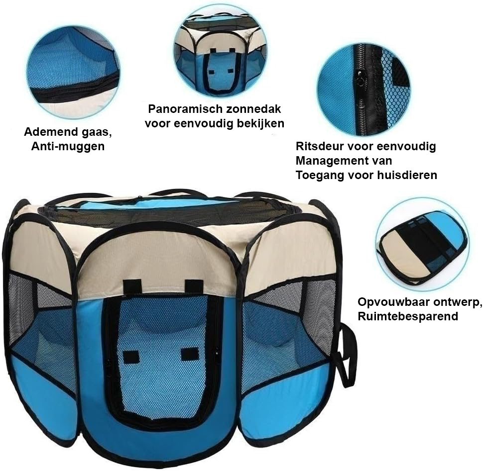 Opvouwbare puppy uitloop voor binnen en buiten, grijze hondenren