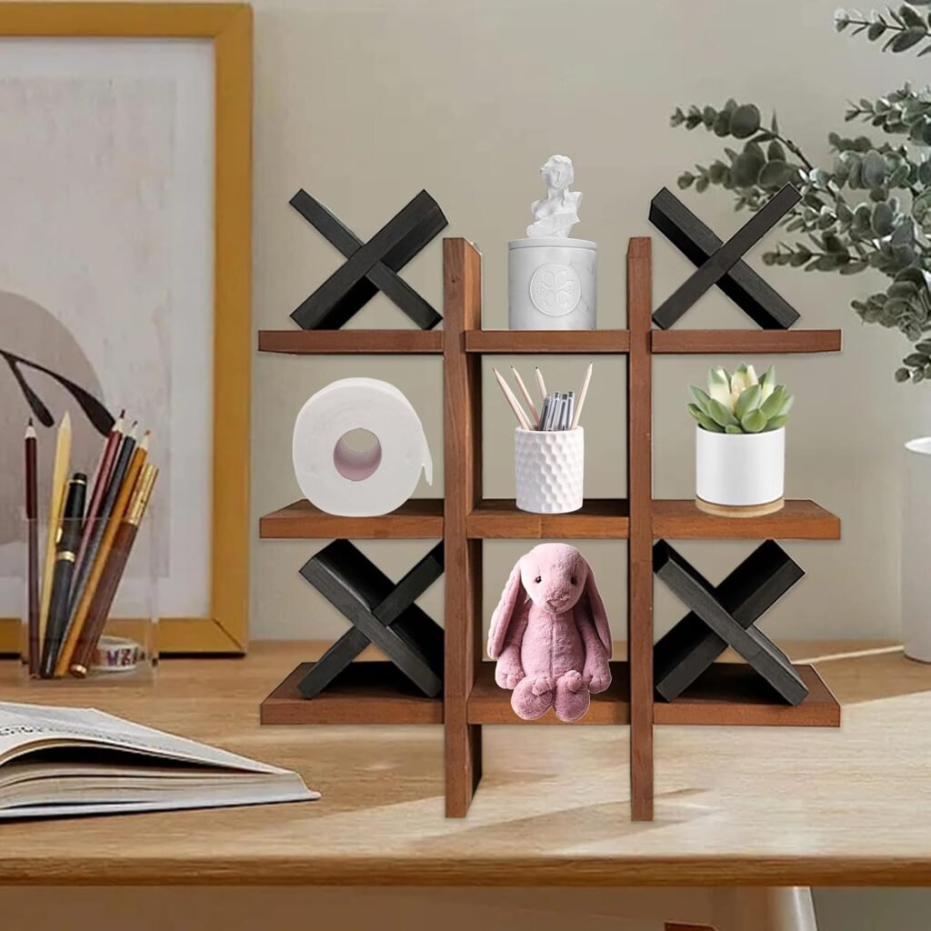 Houten toiletpapierhouder met plank, wandgemonteerd en decoratief wandrek voor badkamer en woonkamer