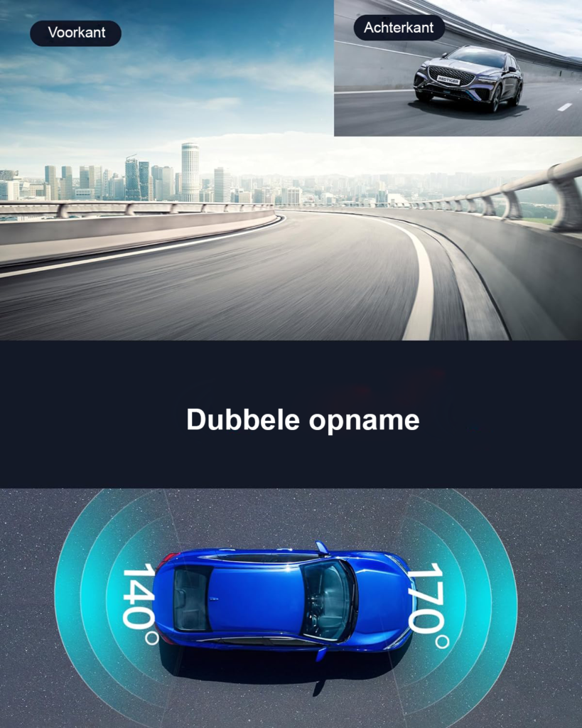Dashcam HD 1080p - Groothoek Dashcam met 170° Kijkhoek - Parkeermodus - Dashboardcamera voor Auto