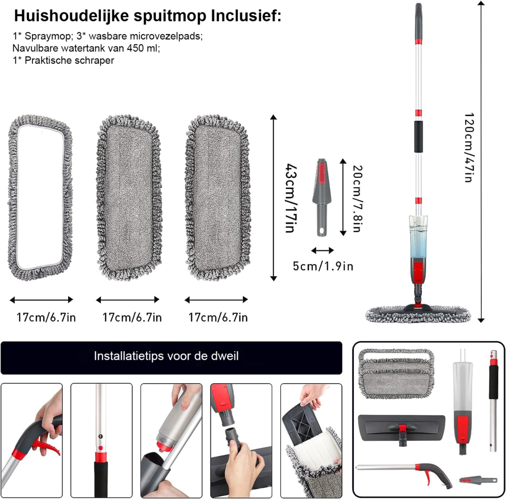 Multifunctioneel dweilsysteem met microvezeldweil voor verschillende vloeren