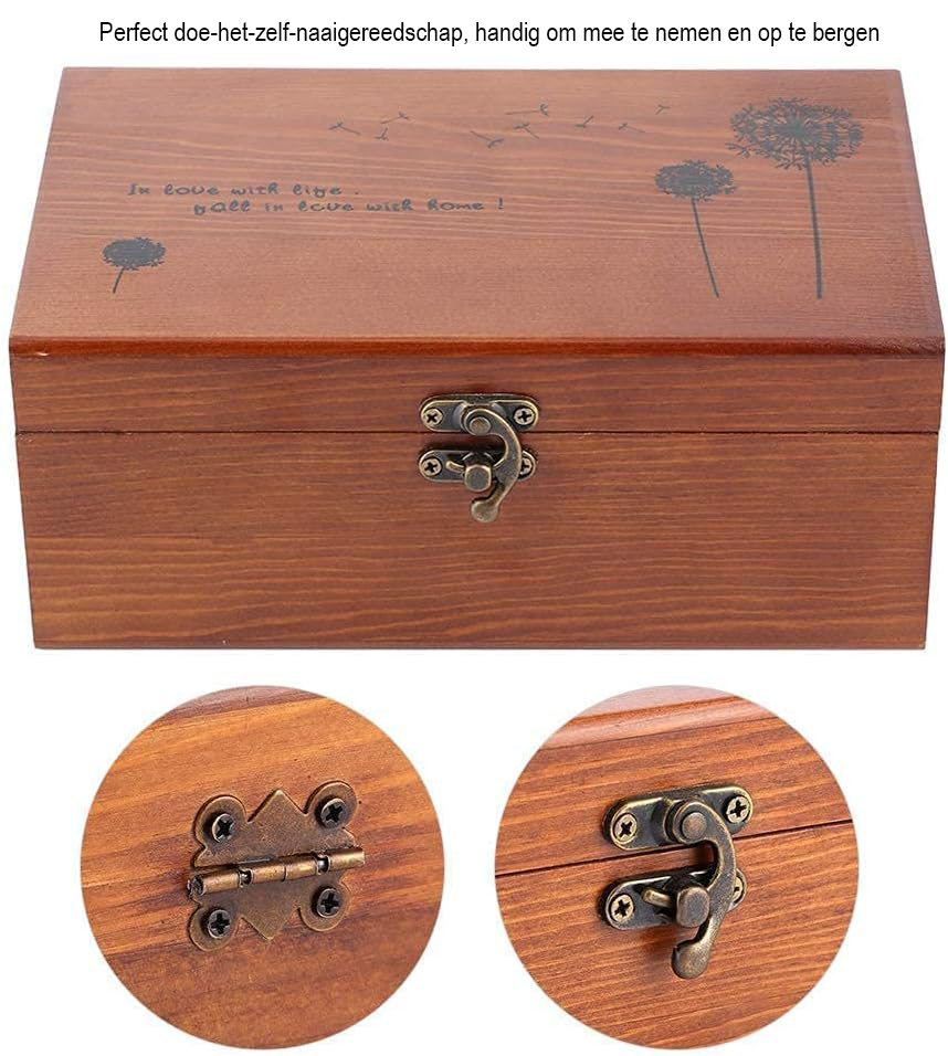 Retro naaidoos met opbergruimte voor naaiartikelen en kleine spullen