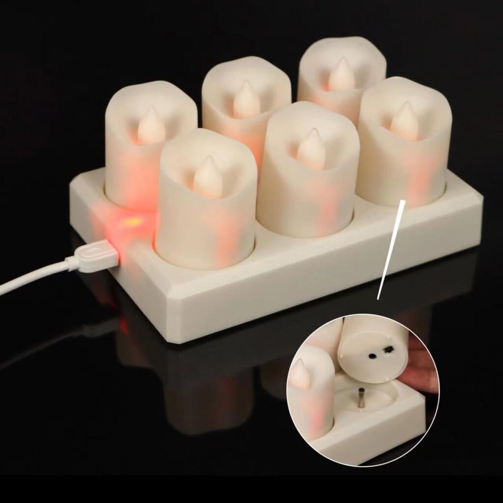 6 oplaadbare LED theelichtjes met RGB-verlichting, afstandsbediening en timerfunctie