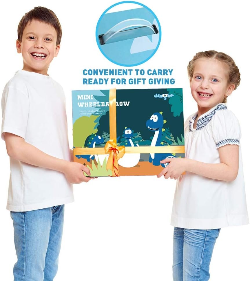 Kinderkruiwagen Metaal - 5-Delige Tuinset - Met Schep, Hark, Vork & Tuinhandschoenen - Blauw