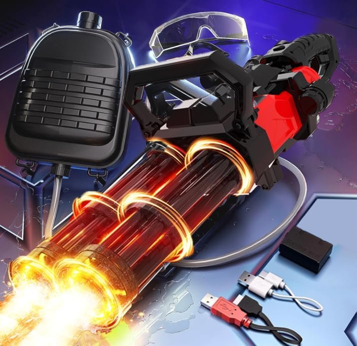 Elektrisch waterpistool met dubbele Gatling, licht- en geluidseffecten en 3000 ml watertank