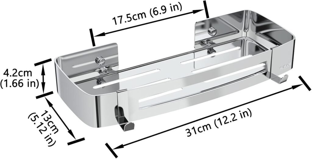 RVS badkamer wandplank voor wandmontage, zilverkleurig opbergrek met installatiemateriaal inbegrepen