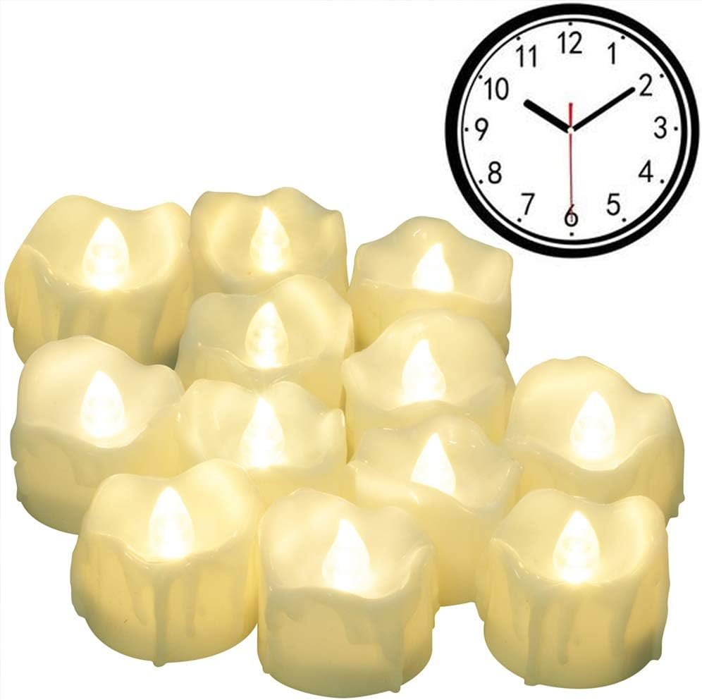 Flikkerende LED theelichtjes met warm wit licht, set van 12, op batterijen