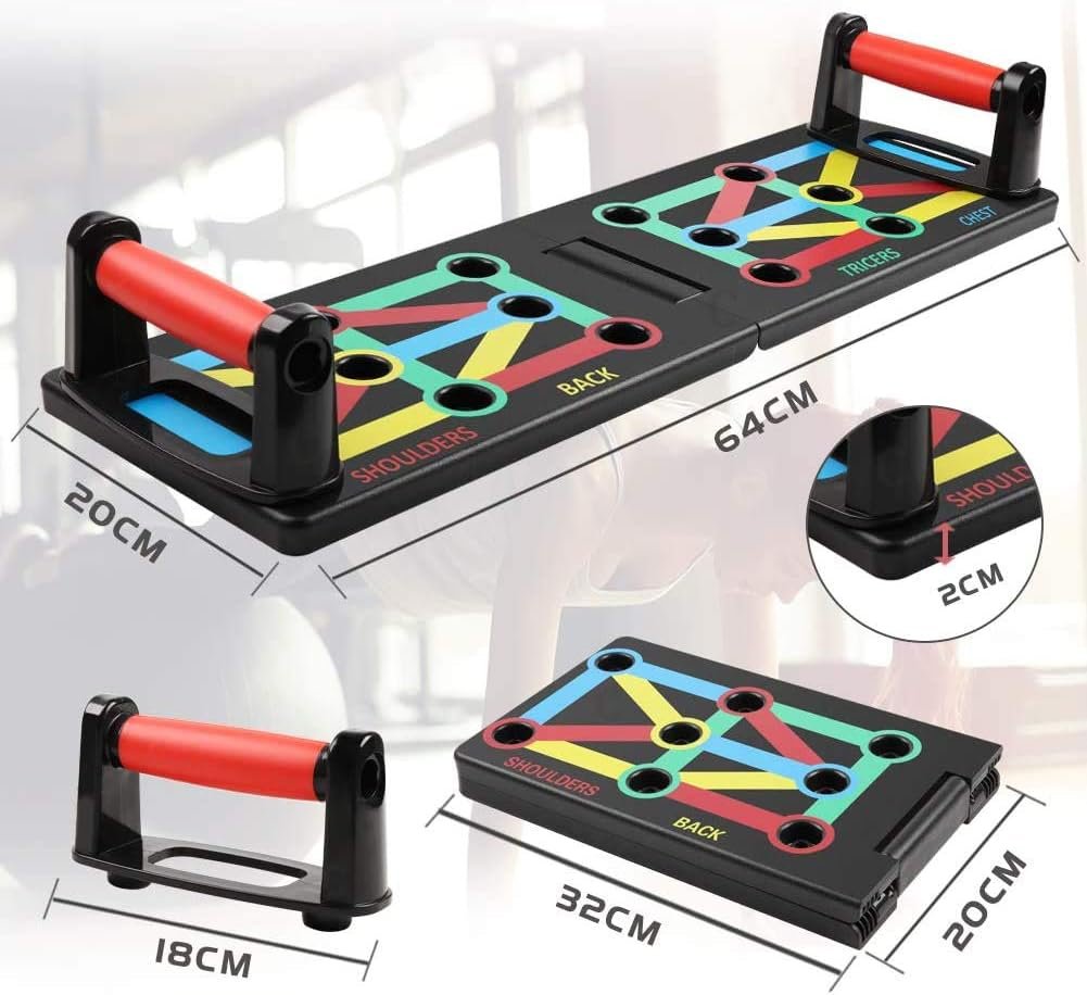 Push-Up Board - Kleurgecodeerd Opdrukbord - Draagbaar en Makkelijk te Monteren - Antislip Handgrepen - Complete Body Strength Training