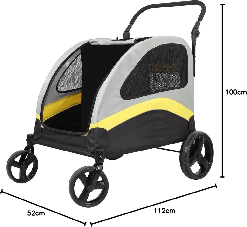 Opvouwbare Hondenbuggy - Hondenkinderwagen voor Hond - Veilig en Comfortabel Dierenvervoer - Inclusief Regenhoes - Tot 42 kg