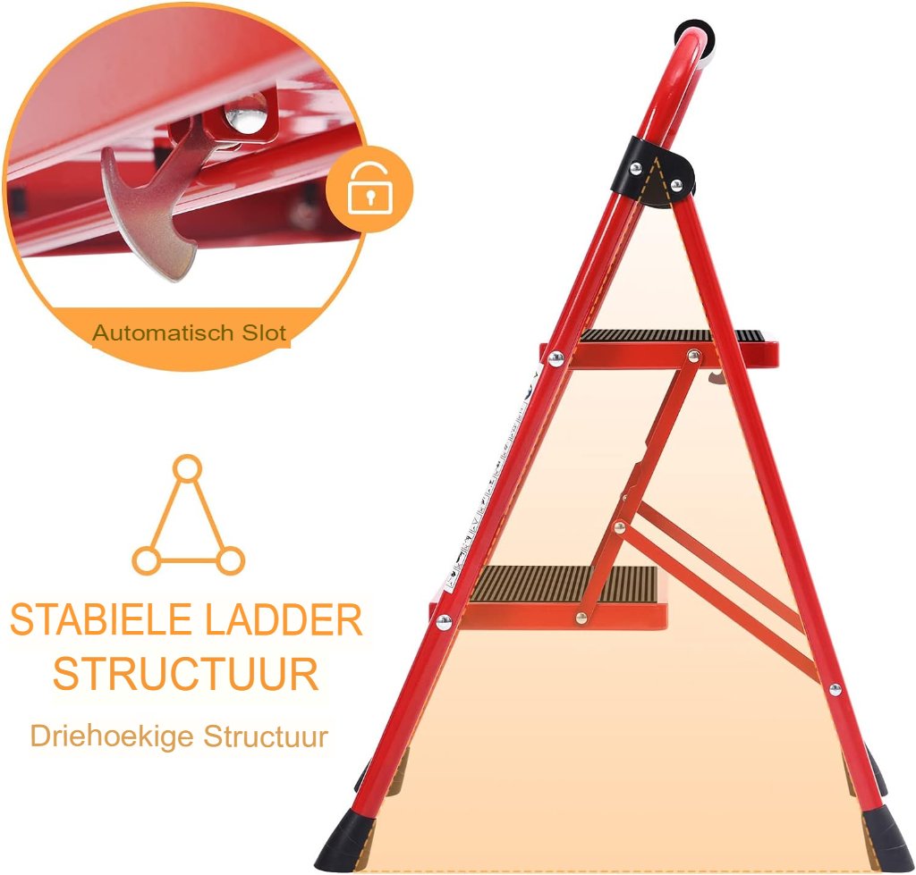 2-treeds trapladder met antislip treden voor huishoudelijk gebruik