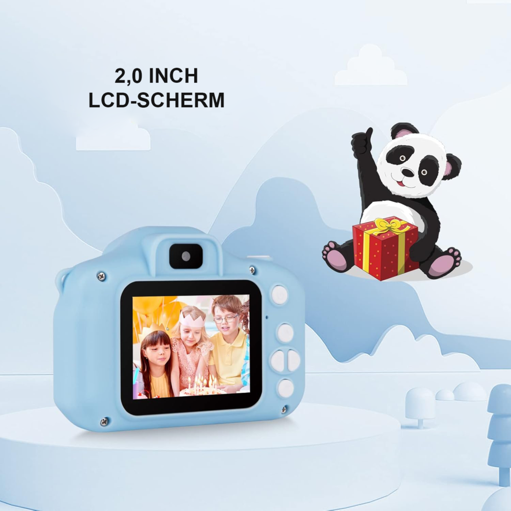 Waterdichte kindercamera blauw met 2 inch scherm en 1080P video-opname
