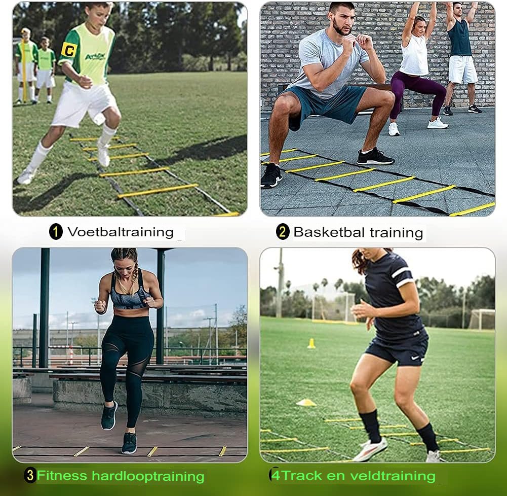 Voetbal Trainingsset - Behendigheidsladder en Trainingskegels - Snelheid- en Coördinatietraining - Trainingsgerei voor Voetballers