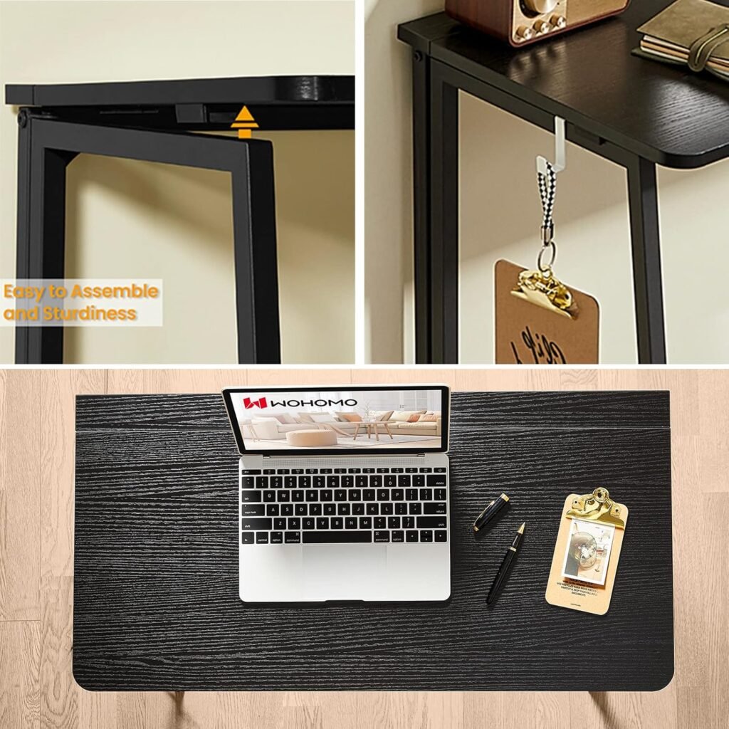 Vouwbaar Bureau 80 cm - Opvouwbare Laptoptafel voor Thuiswerk en Kantoor - Ruimtebesparend Schrijfbureau - Zwart
