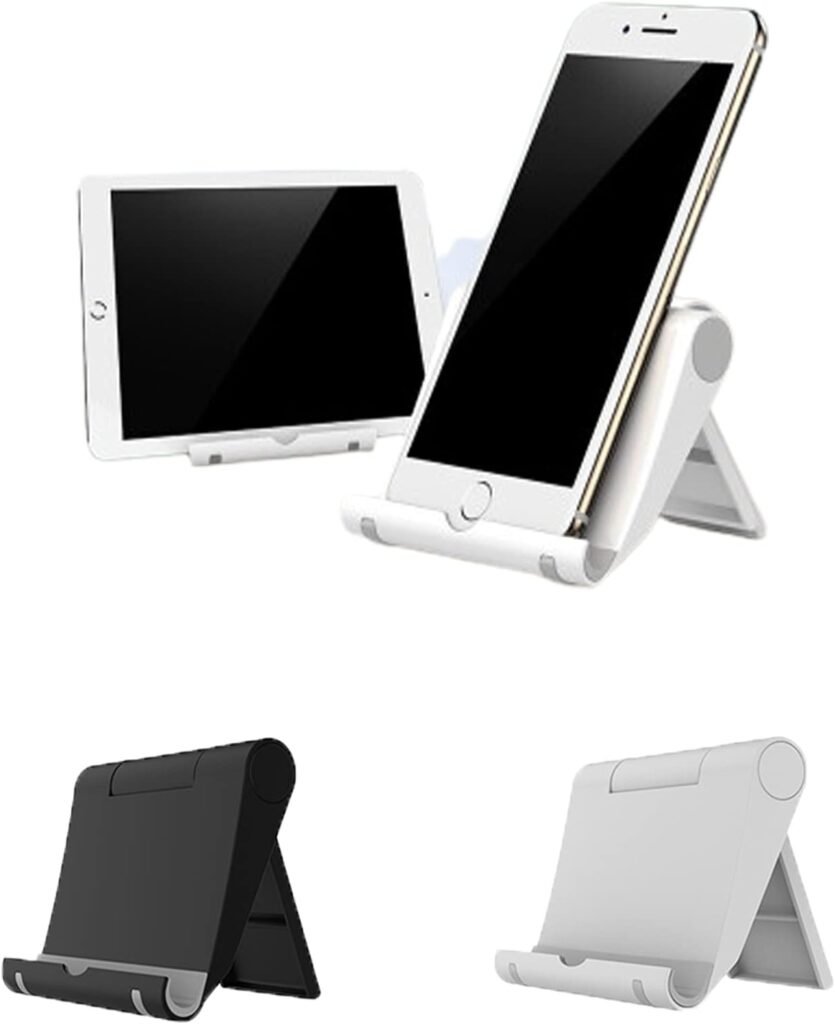 Vouwbare verstelbare tabletstandaard voor smartphone en tablet zwart wit