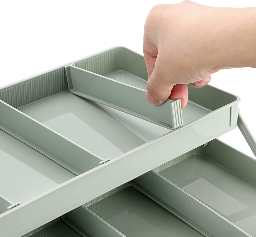 Opbergbox met 3 Lagen - Organizer met 7 Vakken en Verplaatsbare Verdelers - Transparante Kunststof Bewaardoos voor Knutselspullen, Speelgoed en Kantoorartikelen - Stapelbaar Design