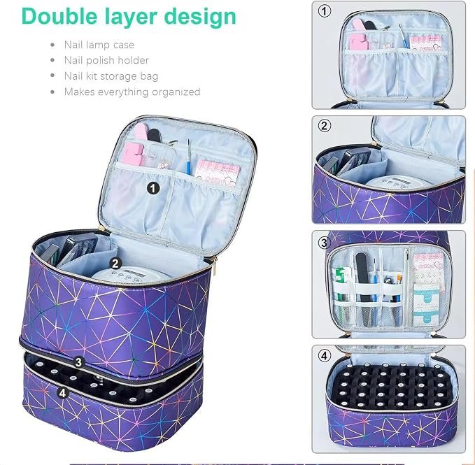 Grote Cosmetica Tas - Make-up Organizer voor Schoonheidsproducten - Nagellak Opbergtas met Ruimte voor 30 Flessen - Beauty Case