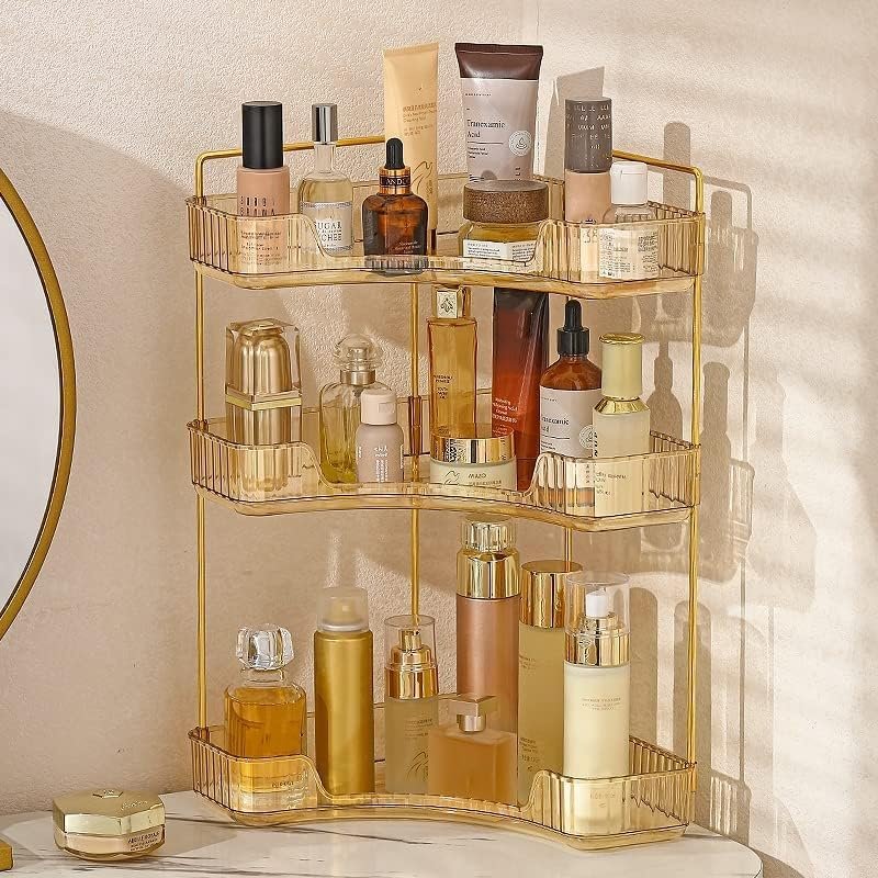 Badkamer Organizer Hoek 2 Laags - Make-up Organizer en Cosmetica Rek - Opbergrek voor Badkamer en Aanrecht - 25,5 x 16,5 x 44,5 cm