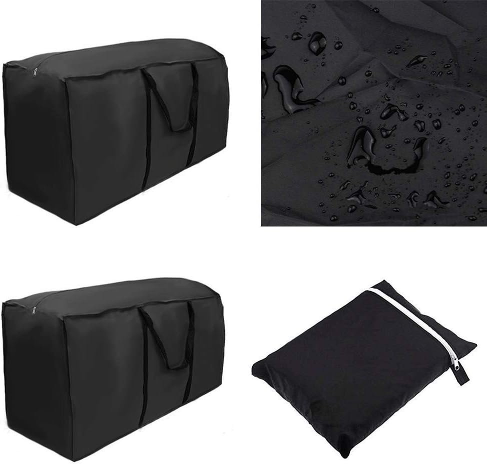 Waterdichte opbergtas tuinmeubelen zwart 173x76x51 cm beschermhoes kussens buiten